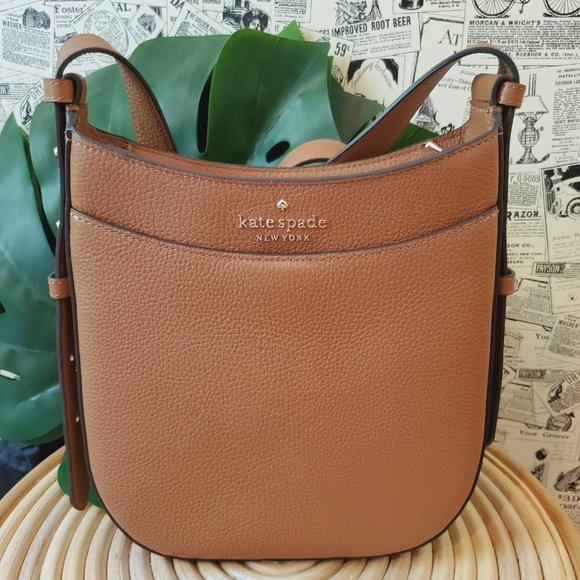 Kate Spade Leila North South Top Zip Crossbody Warm Ginger Bread Pebbled Leather